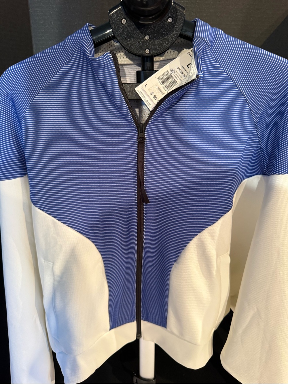 Adidas Karlie Kloss Cover Up Blue and White Women’s Zip-Front Jacket size L